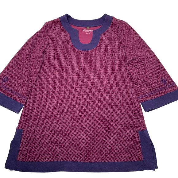 Soft Surroundings Tunic Top Womens Large Purples 3/4 Sleeve Knit Cover up - Picture 4 of 14